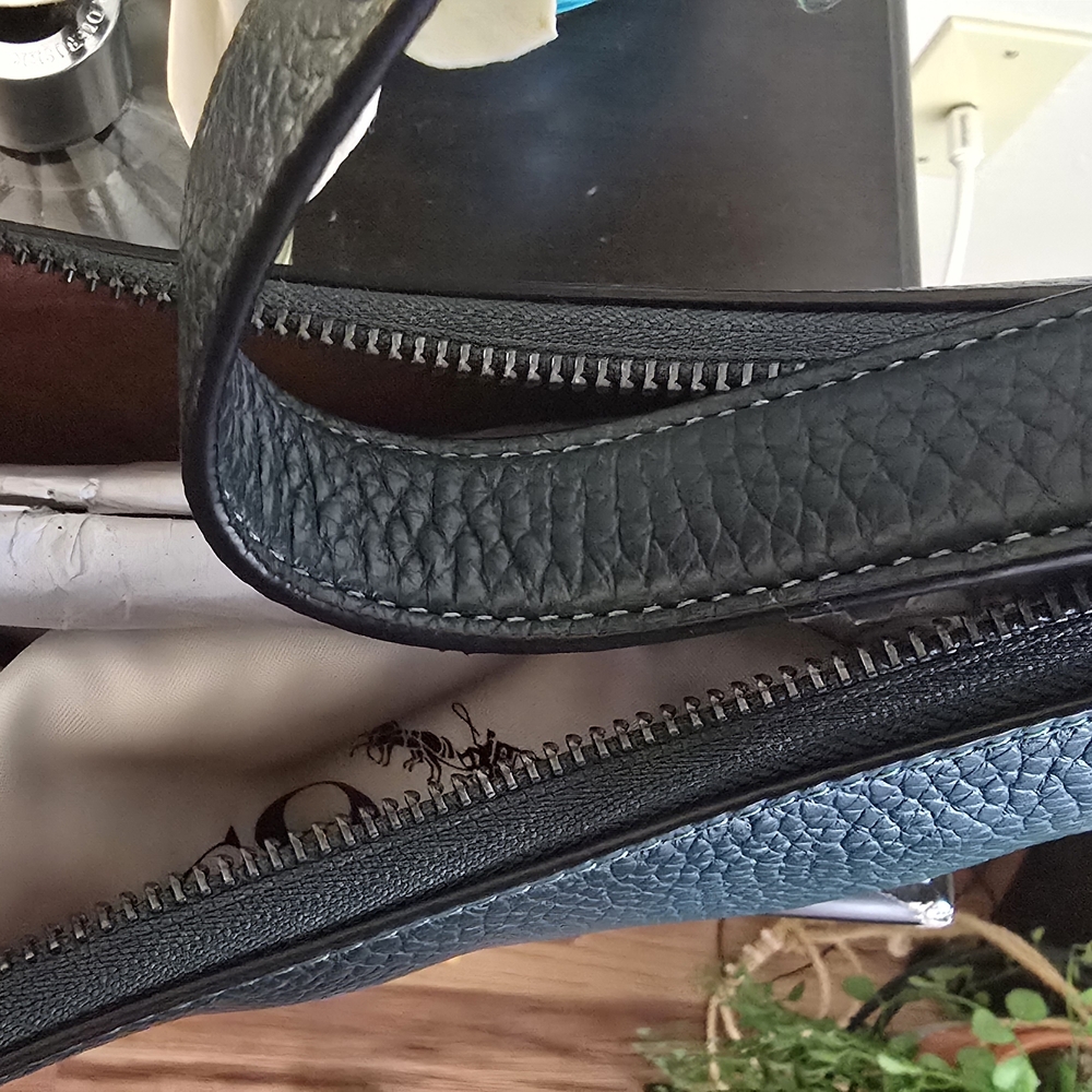 COACH Luna Crescent Shoulder Bag in Forest Green - Soft Pebble Leather - Picture 10 of 13